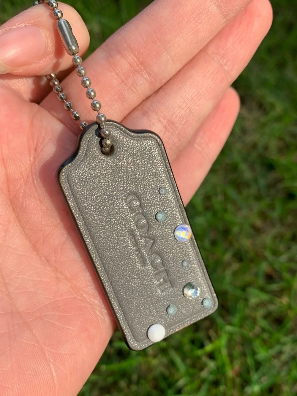 Coach New York Gray Hang tag with Rhinestones bag charm